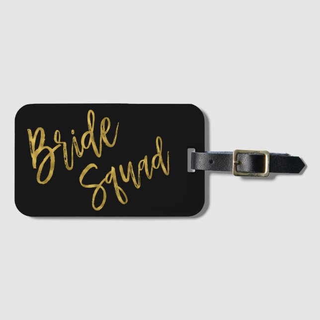 Étiquette À Bagage Étiquette de bagage en feuille d'or Bride Squad (Devant Horizontal)