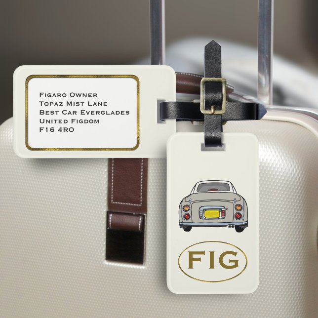 Étiquette À Bagage Étiquette de bagage Figaro Figarations Topaz Mist  (Fun topaz figgy luggage tag for your road trip adventures. Just add your initials & address details)