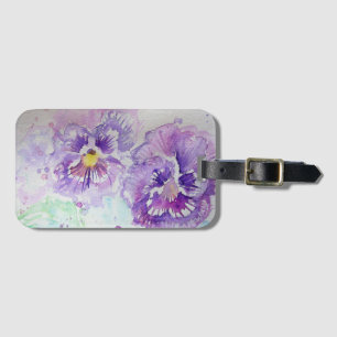 Étiquette À Bagage Étiquette de bagage fleur de pensée violette aquar