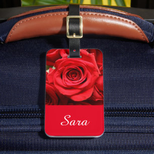 Étiquette À Bagage Étiquette de bagage Fleur de rose rouge en fleurs