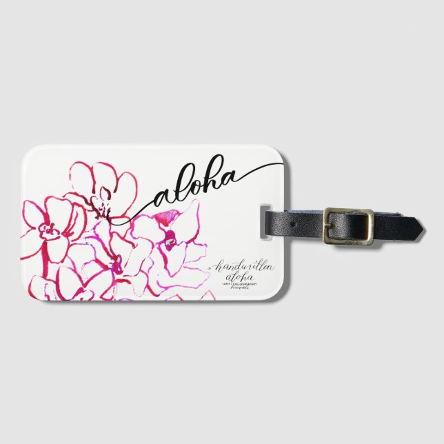 Étiquette À Bagage Étiquette de bagage fleur d'orchidée Aloha moderne (Devant Horizontal)