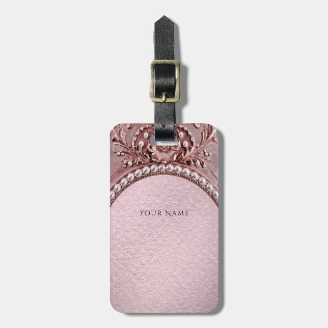 Étiquette À Bagage Étiquette de bagage Fleur Rose (Devant Vertical)