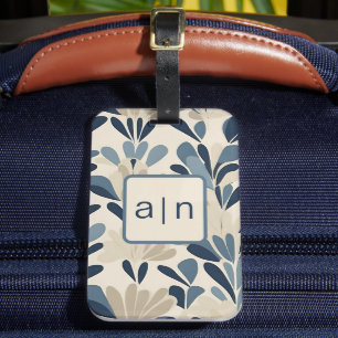 Étiquette À Bagage Étiquette de bagage Fleurs sauvages bleu monogramm