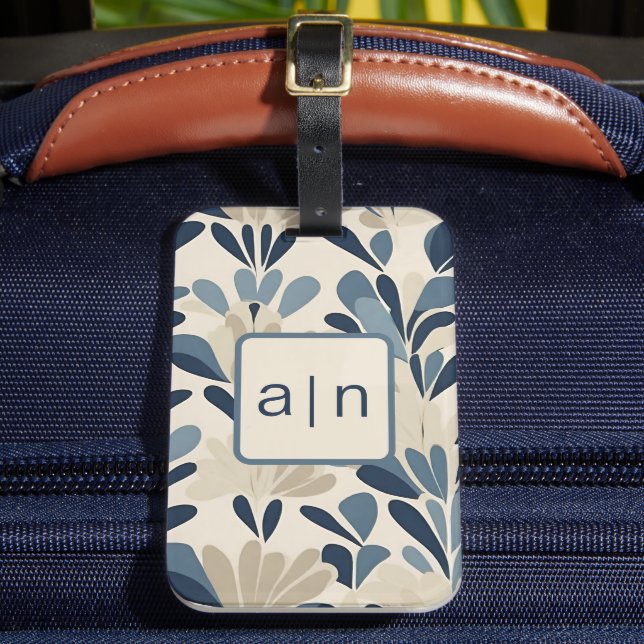Étiquette À Bagage Étiquette de bagage Fleurs sauvages bleu monogramm (Insitu Rectoal 2)