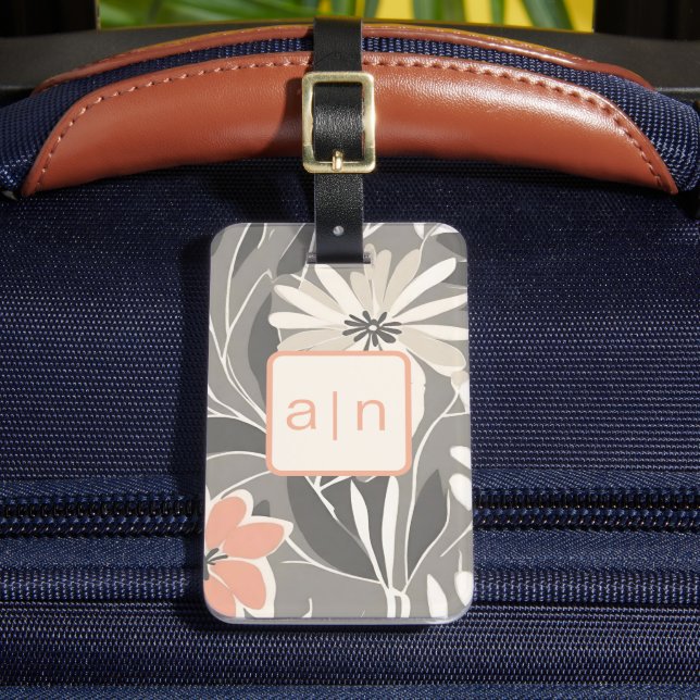 Étiquette À Bagage Étiquette de bagage Fleurs sauvages Monogramme mod (Insitu Rectoal 2)