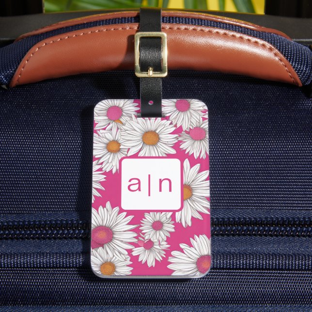 Étiquette À Bagage Étiquette de bagage Fleurs sauvages Monogramme mod (Insitu Rectoal 2)
