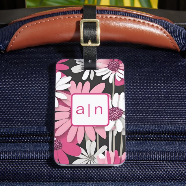 Étiquette À Bagage Étiquette de bagage Fleurs sauvages Monogramme mod (Insitu Rectoal 2)