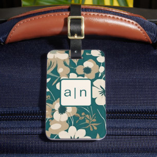 Étiquette À Bagage Étiquette de bagage Fleurs sauvages Monogramme Mod