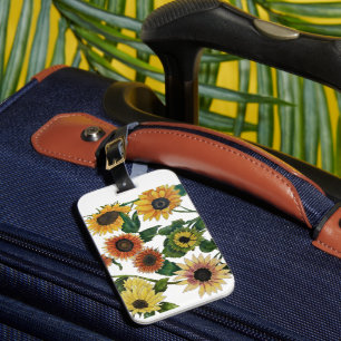 Étiquette À Bagage Étiquette de Bagage Florale Artistique Tournesol B