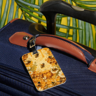Étiquette À Bagage Étiquette de bagage florale en nid d'abeille