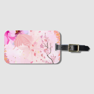 Étiquette À Bagage Étiquette de bagage florale rose