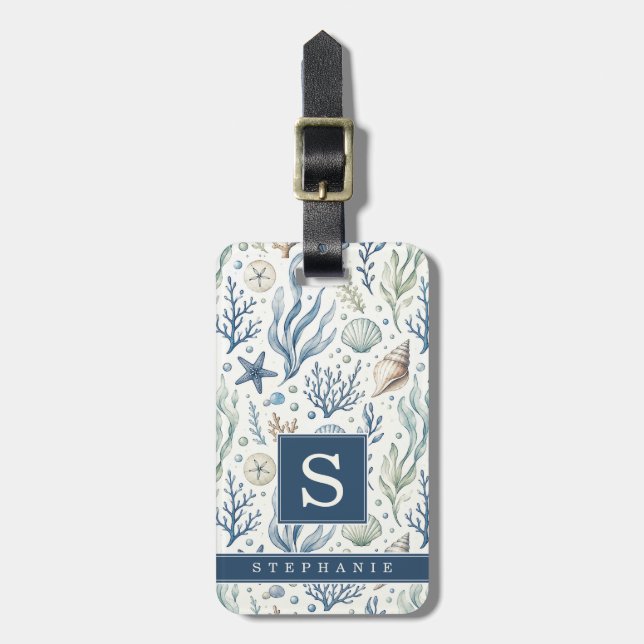 Étiquette À Bagage Étiquette de bagage fond sous la mer (Devant Vertical)