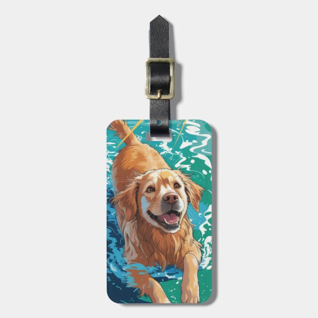 Étiquette À Bagage Étiquette de bagage Golden Retriever (Devant Vertical)