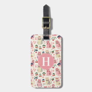 Étiquette À Bagage Étiquette de bagage joli chat cerise