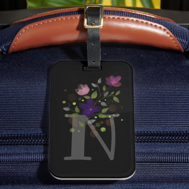 Étiquette À Bagage Étiquette de bagage lettre N initiale plus motif f (Insitu Rectoal 2)