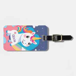 Étiquette À Bagage Étiquette de bagage licorne mignonne pour fille