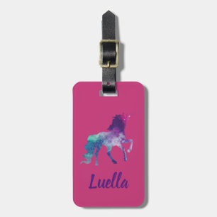 Étiquette À Bagage Étiquette de bagage licorne rose personnalisée pou