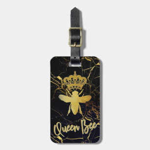 Étiquette À Bagage ÉTIQUETTE DE BAGAGE Marbre Noir & Or QUEEN BEE