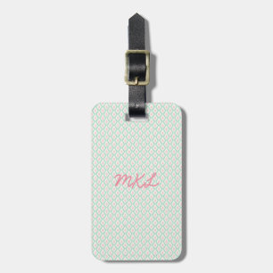 Étiquette À Bagage Étiquette de bagage Monogram Motif pastel vert e