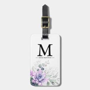 Étiquette À Bagage Étiquette de bagage Monogramme de verdure de succu