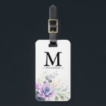 Étiquette À Bagage Étiquette de bagage Monogramme de verdure de succu<br><div class="desc">Étiquettes de bagage à monogramme élégant avec feuilles dorées et succulents</div>