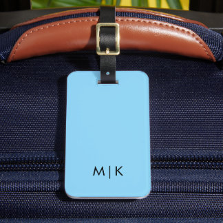 Étiquette À Bagage Étiquette de bagage monogramme moderne bleu bébé e