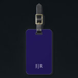 Étiquette À Bagage Étiquette de bagage Monogramme Moderne bleu foncé<br><div class="desc">Cette conception d'étiquette de bagage moderne présente un fond bleu foncé riche,  avec vos initiales en caractères gras blancs pour un look simple et élégant,  mais professionnel.</div>