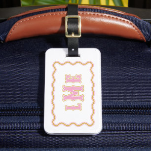 Étiquette À Bagage Étiquette de bagage monogramme personnalisée rose