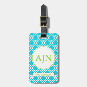 Étiquette À Bagage Étiquette de bagage Monogramme Turquoise