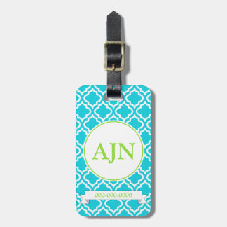Étiquette À Bagage Étiquette de bagage Monogramme Turquoise