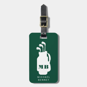 Étiquette À Bagage Étiquette de Bagage Monogrammée Sport Golf Vert Mo