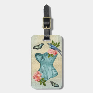 Étiquette À Bagage Étiquette de bagage oiseau, fleur et papillon vint