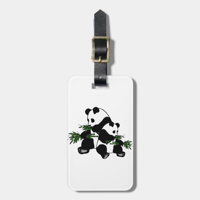 Étiquette À Bagage Étiquette de bagage Panda en grandissant (Devant Vertical)