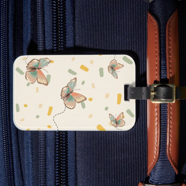 Étiquette À Bagage Étiquette de bagage Papillons Pastel (Insitu Rectoal 4)