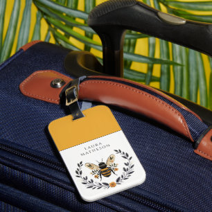 Étiquette À Bagage Étiquette de bagage personnalisée abeille florale