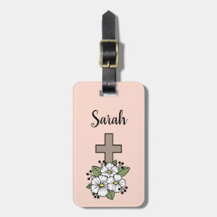 Étiquette À Bagage Étiquette de bagage personnalisée avec croix et fl