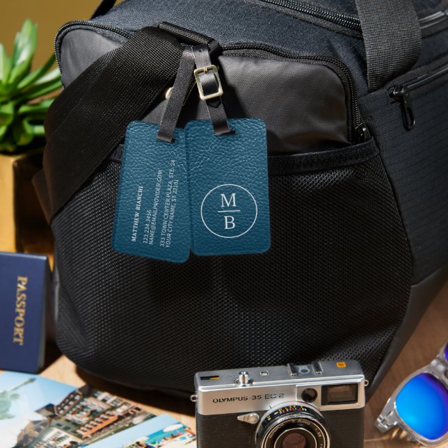 Étiquette À Bagage Étiquette de bagage personnalisée avec look cuir c (Recto & Verso)