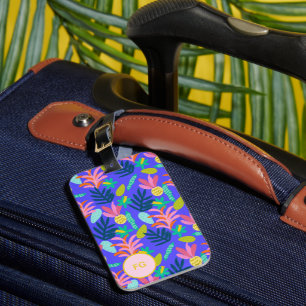 Étiquette À Bagage Étiquette de bagage personnalisée bleue florale fé