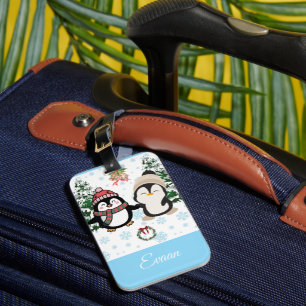 Étiquette À Bagage Étiquette de bagage personnalisée de manchots de N