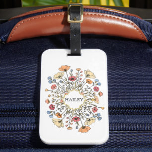 Étiquette À Bagage Étiquette de bagage personnalisée florale pastel é