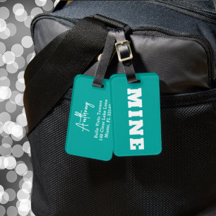 Étiquette À Bagage Étiquette de bagage personnalisée MINE sarcelle bl