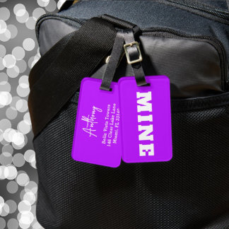 Étiquette À Bagage Étiquette de bagage personnalisée MINE Violet Néon