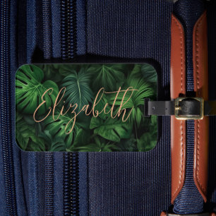 Étiquette À Bagage Étiquette de bagage personnalisée Monstera dorée t