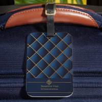 Étiquette de bagage personnalisée Navy Or Luxe