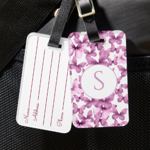 Étiquette À Bagage Étiquette de bagage personnalisée Papillons roses