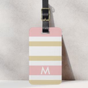 Étiquette À Bagage Étiquette de bagage personnalisée rayée or rose mo