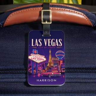 Étiquette À Bagage Étiquette de bagage personnalisée violet foncé USA