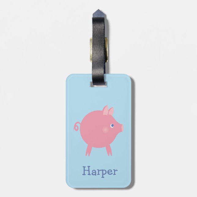 Étiquette À Bagage Étiquette de bagage Piggy Explosion (bleu) (Dos Vertical)