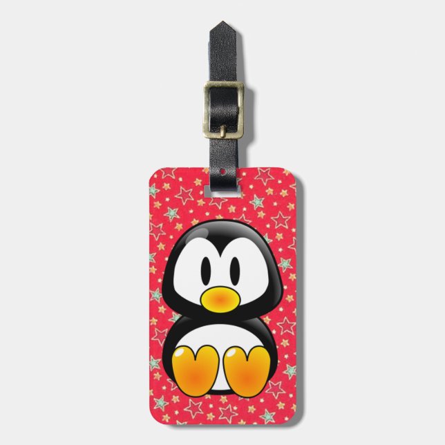 Étiquette À Bagage étiquette de bagage pour bébé pingouin tux (Devant Vertical)