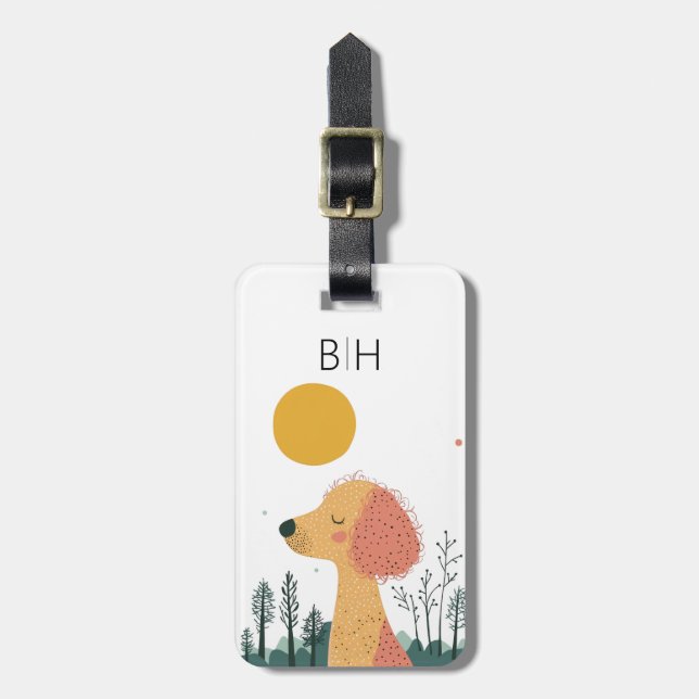 Étiquette À Bagage Étiquette de bagage pour chien caniche (Devant Vertical)